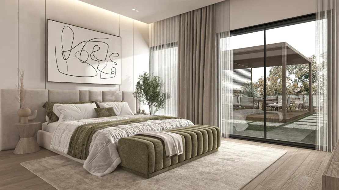 Opal Residence bedroom interior — project architectural illustration