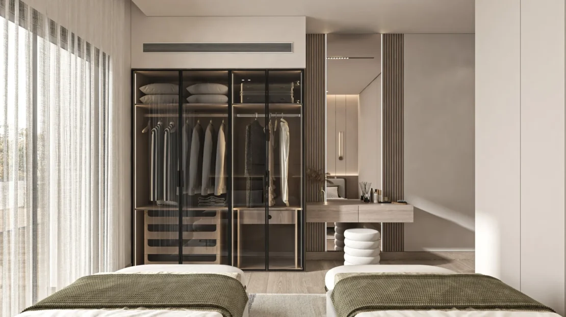 Opal Residence bedroom wardrobe interior — project architectural illustration