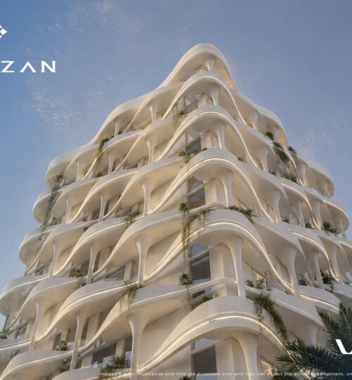 Illustrative exterior of the Al Yazan residential towers in Muttrah, Oman